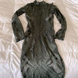Green see through mesh midi dress!